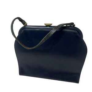 Vintage Theodor California Handbag – 1950s–60s Retro Purse Navy Blue One Handle